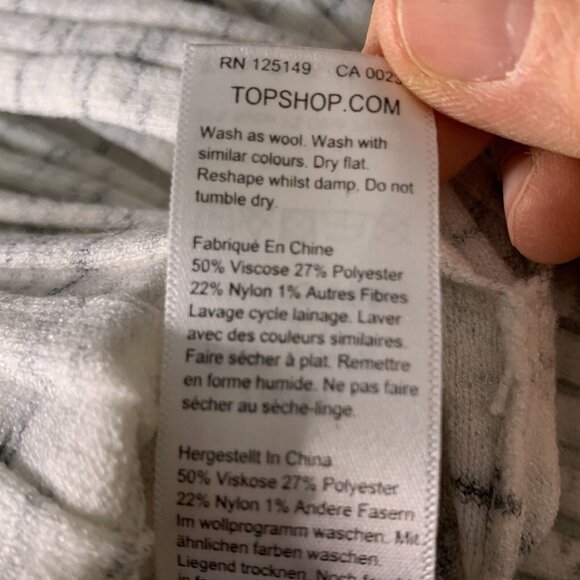 TOPSHOP Grey Knitted Marl Funnel Mock Neck Top New Rib Sweater Pullover 8605 - Picture 12 of 12